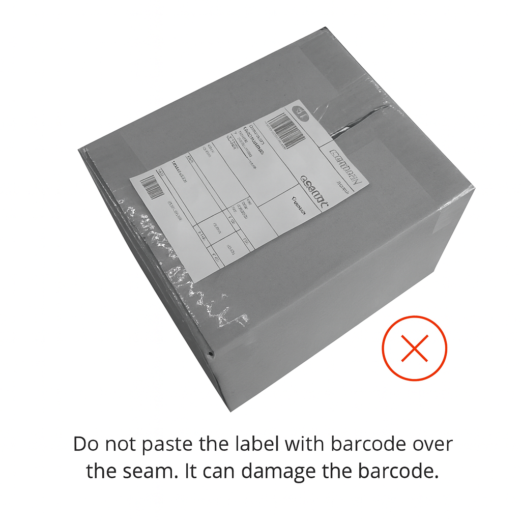 Do not paste barcode over seam