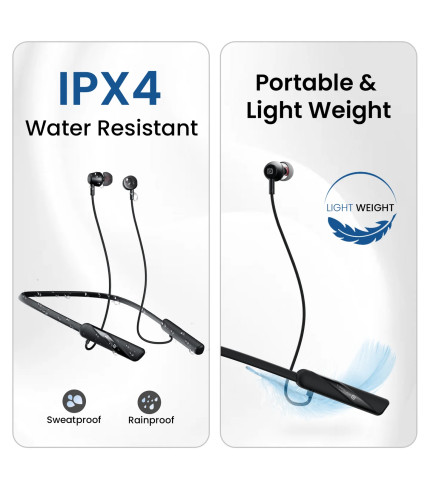 Portronics Harmonics Z10 Bluetooth Neckband with premium black design
