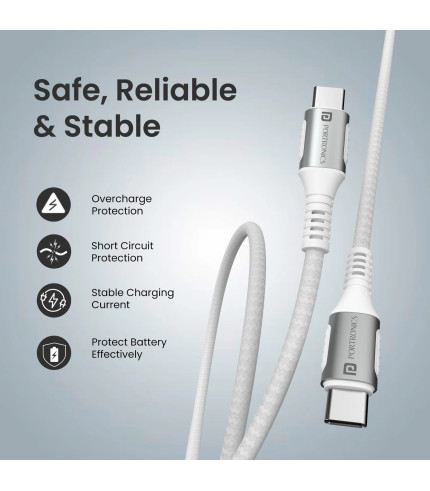 Portronics Type-C charging cable with safe reliable and stable performance