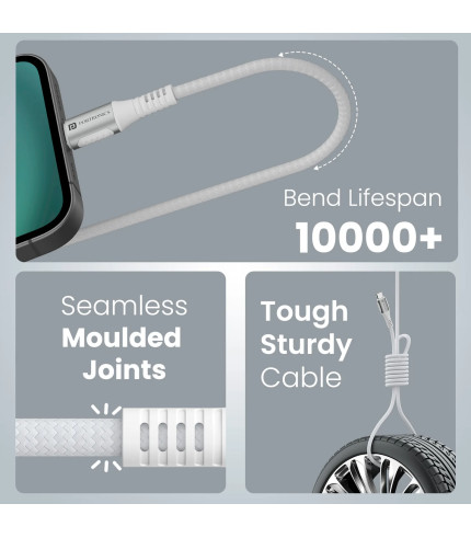 Durable Portronics Type-C cable with short circuit safety feature