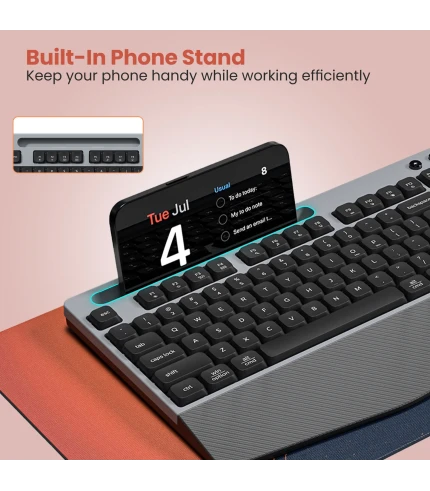 Key10 Combo 2.4 GHz Wireless | Multi-media Hotkeys | Smartphone Holder | Wrist-rest Comfort