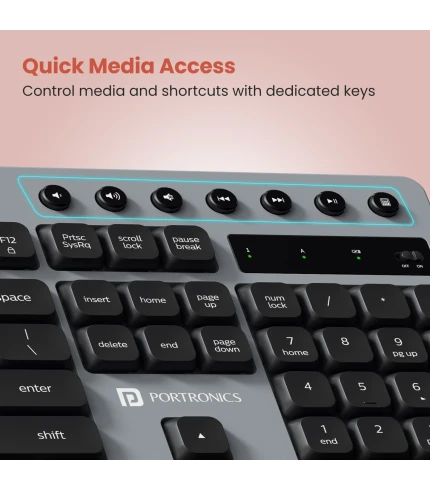 Key10 Combo 2.4 GHz Wireless | Multi-media Hotkeys | Smartphone Holder | Wrist-rest Comfort