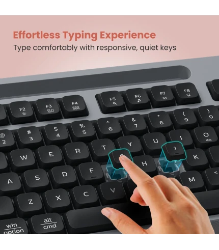 Key10 Combo 2.4 GHz Wireless | Multi-media Hotkeys | Smartphone Holder | Wrist-rest Comfort