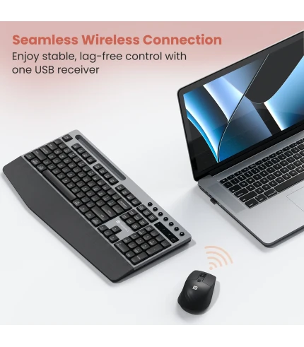 Key10 Combo 2.4 GHz Wireless | Multi-media Hotkeys | Smartphone Holder | Wrist-rest Comfort