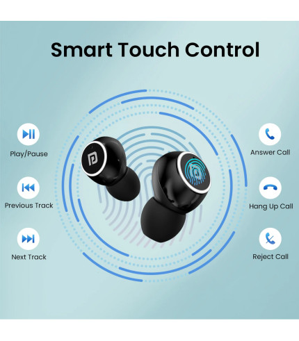 Close-up of Portronics Harmonics Twins S13 Blue earbuds design