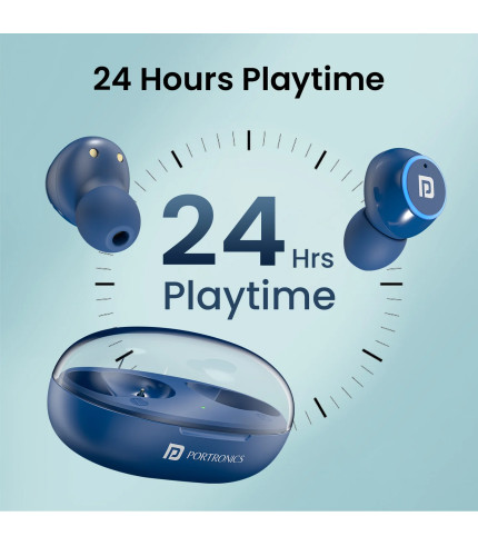 LED indicator light on Portronics Harmonics Twins S13 Blue earbuds
