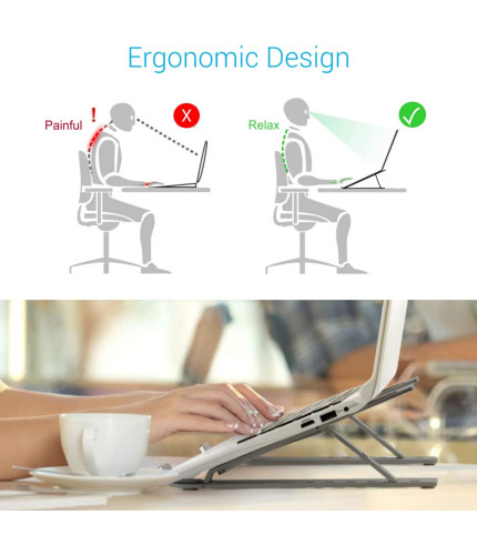 Foldable Portronics My Buddy K Laptop Stand Grey
