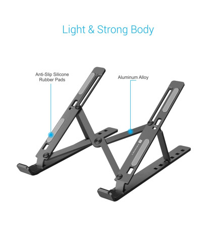 Aluminum Build Portronics My Buddy K Laptop Stand Grey