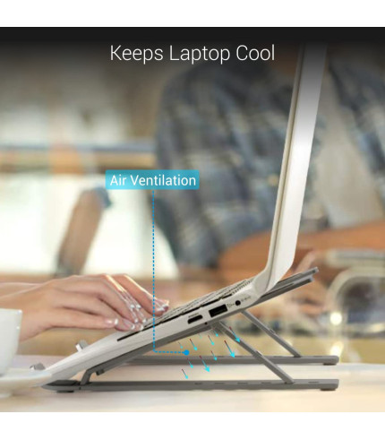 Anti-Slip Base of Portronics My Buddy K Laptop Stand Grey