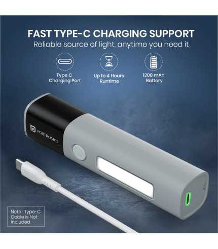 Front view of Portronics Eco Glow 2 (POR 3045) in Grey color