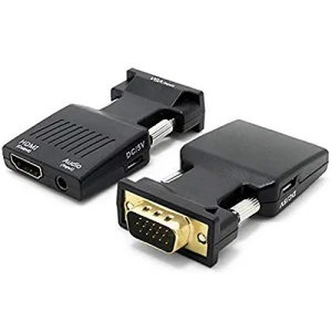 LAPCARE VGA to HDMI Converter with Audio – 1080P HD Video Adapter, Plug & Play, USB Powered, 3.5mm AUX Audio Output
