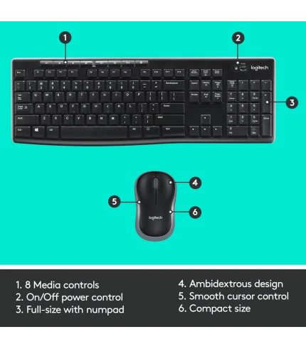 Logitech MK270r Wireless Keyboard and Mouse Combo (Black)